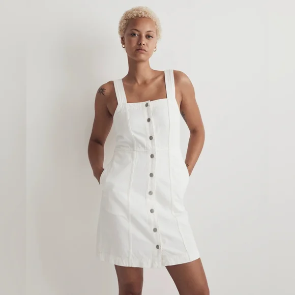 madewell white mini dress Pintucked Eyelet Mini Dress